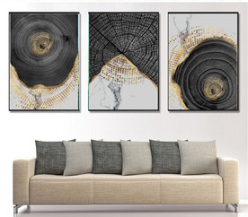 现代烁金水墨金色年轮木纹装饰画