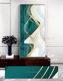 蓝色金线条磨砂玄关装饰画