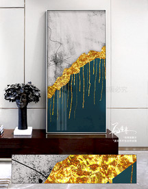 北欧抽象金箔玄关装饰画