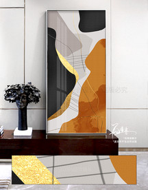 手绘泼墨几何线条装饰画