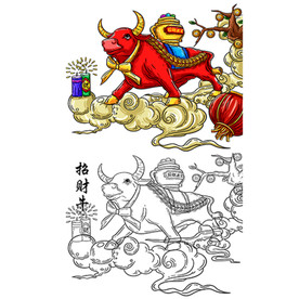 牛年中国风国潮插画
