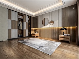 现代极简卧室背景墙效果图