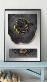 现代烁金水墨金色年轮木纹装饰画