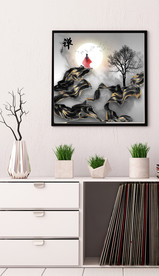 新中式抽象水墨禅僧山水装饰画