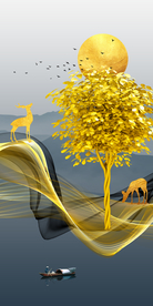 新中式抽象玄关晶瓷画