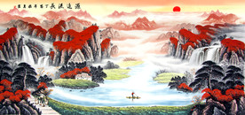 旭日东升 山水画