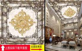 金属花纹边框欧式天顶壁画