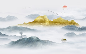 中式水墨山水画