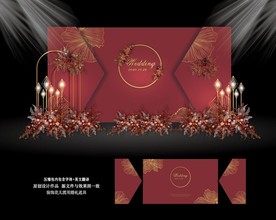 酒红色婚礼 红金婚礼