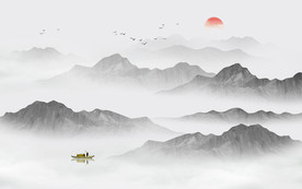 抽象水墨山水画