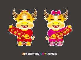 2021牛年卡通门贴