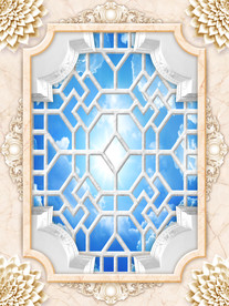 欧式大理石天空天顶吊顶壁画