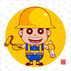 卡通装修工人