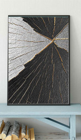 现代烁金水墨金色年轮木纹装饰画