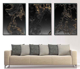 现代抽象金色烁金几何油画装饰画