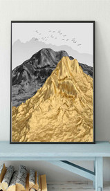 新中式立体金色山水风景装饰画