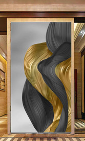 北欧风抽象金色飘带玄关装饰画