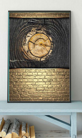 现代烁金水墨金色年轮木纹装饰画