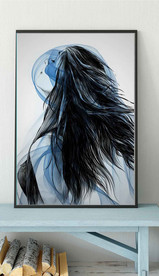 现代北欧抽象黑白美女玄关装饰画