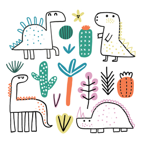 卡通 线条 恐龙