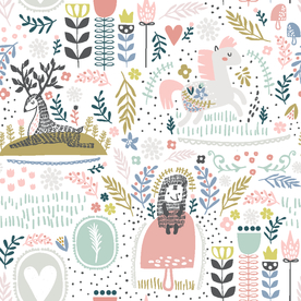 卡通 动物 梅花鹿 叶子