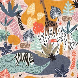 线条 卡通 长颈鹿