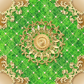 绿草金色浮雕大理石吊顶