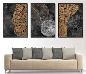 现代烁金水墨金色年轮木纹装饰画