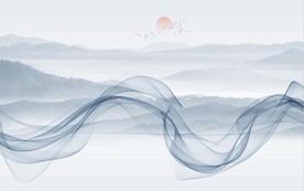 新中式抽象水墨山水风景背景墙