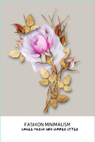 现代北欧风金色玫瑰花玄关装饰画