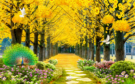 黄金满地风景背景墙