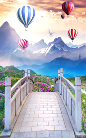 气球自然风光玄关背景