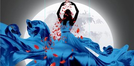 现代北欧蓝色裙舞蹈美女装饰画