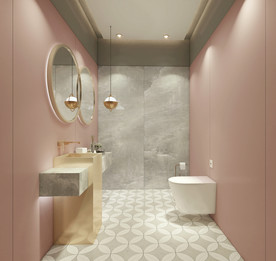 岩板瓷砖空间效果图 丁香粉
