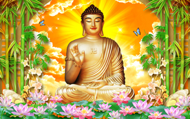 释迦牟尼佛中式背景墙装饰画