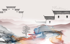 徽派意境新山水画 TIF分层