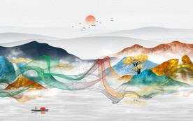 新款轻奢新山水画 TIF分层