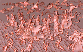 八仙过海铜雕背景墙