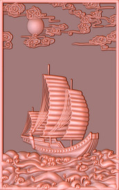 海上帆船铜雕玄关