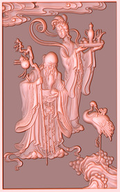 中式贺寿铜雕玄关背景墙