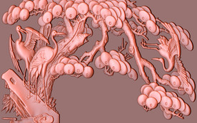 松鹤浮雕背景墙