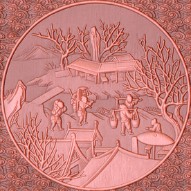 3D立体浮雕铜雕古典古代壁画