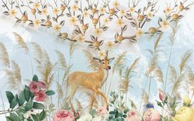 麋鹿 现代装饰画 TIF分层