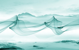 蓝色新品山水新画 TIF分层