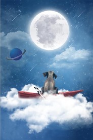 北欧风抽象太空大象儿童房背景墙