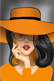 现代爱马仕太阳帽美女玄关装饰画