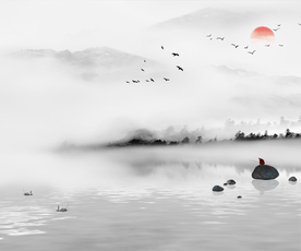 垂钓意境画