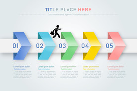 商务PPT五个分项数字信息图表