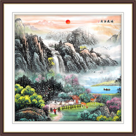 鸿运当头国画山水风景画