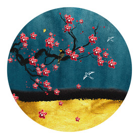 新中式红梅花鸟装饰画